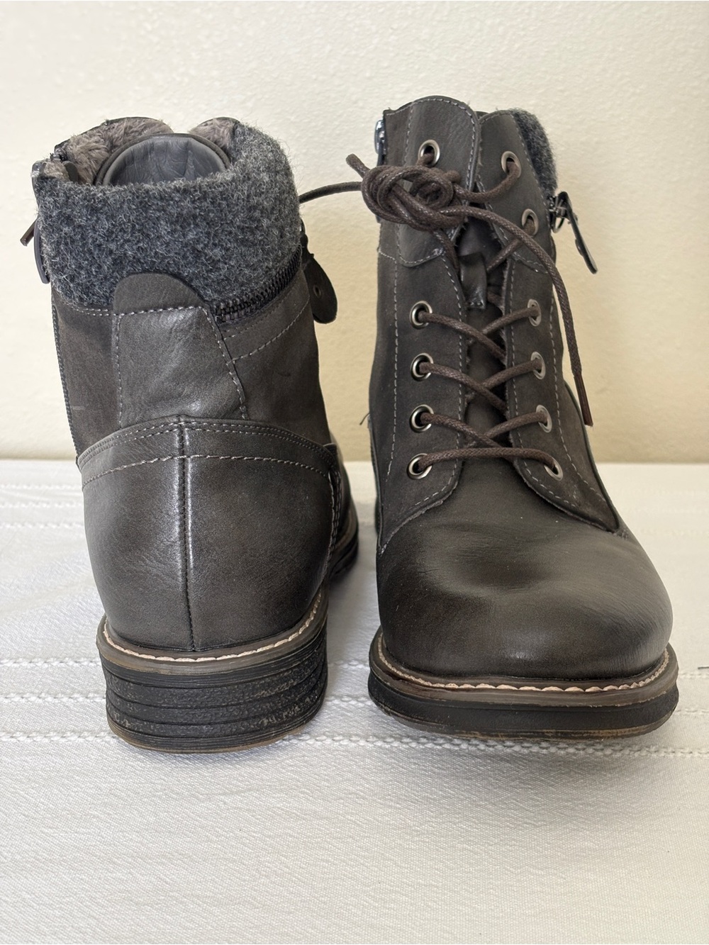 Patrizia by Spring Step Orsenise Grey Lace-Up Combat Boots Size 40 / US 9 - Picture 6 of 13